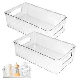 CTTZCKJ Baby Bottle Organizer Plastic Storage Center for Baby Bottles and Food Jars Baby Bottle Organizer for Cabinet, Perfect Organizer for Kitchen Cabinet, Pantry, Refrigerator, and Countertop2 pcs