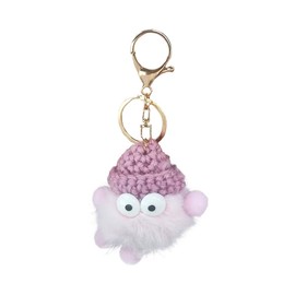JOYCOURT Cute Plush Keychain, Kawaii Fluffy Ball for Car Keys Decoration, Key Ring Pendant Accessory for Vehicle Handbag Backpack Purse (Pink)