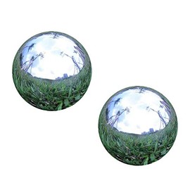 Pack of 2, Stainless Steel Hollow Gazing Ball Mirror Polished Shiny Sphere for Home Garden Ornament (4.7 Inch)