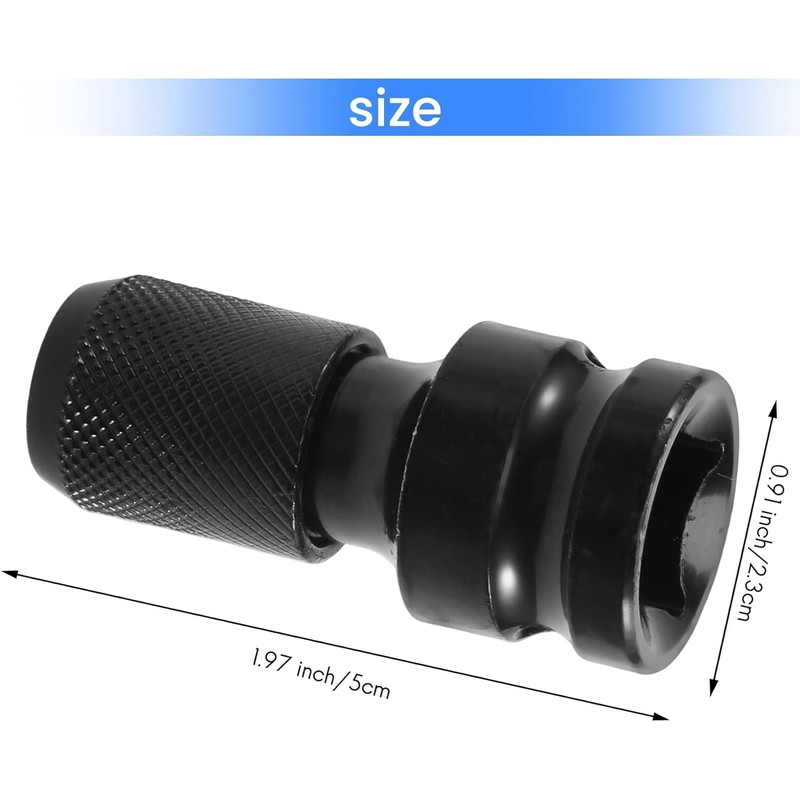 1/2 inch Square To 1/4 inch Black Hex Ratchet Socket