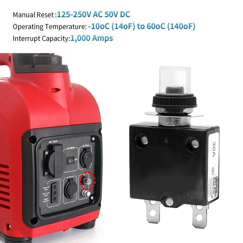 MDEOOSKY 15A Push Button Thermal Circuit Breaker Thermal Switch Reset