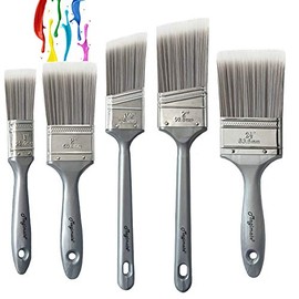 Magimate Paint Brushes Set, Angled Sash Stain Brushes, Flat Paint Brushes, for Walls, Arts and Home Improvement, Assorted Sizes (5-Pack)