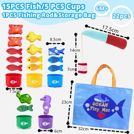 HB.YE Toy Fishing Game Baby Toy Children's Toy Fish Fishing Game Made of Fabric, Montessori Toy, Educational Games, Motor Skills Toy, Educational Toy, Small Gifts for Babies, Boys, Girls
