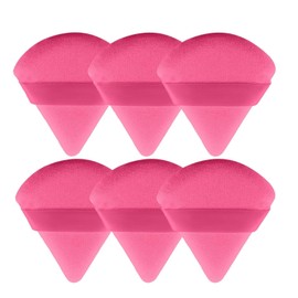 MOLOPPO 6Pcs Soft Triangle Powder Puff Set, Setting Powder Puffs for Face, Makeup Sponges for Foundation, Suitable for Liquid and Cream Cosmetic Makeup Tools（Rose Red）