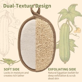 Egyptian Loofah Exfoliating Body Scrubber,Made with Real Natural Egyptian Shower Loofah Sponge,Ideal for Body&Face Deep Clean(Off-White 2Pack)