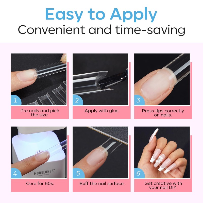 Modelones Nail Tips, 510 Pieces, Full Cover Nail Tips Set,