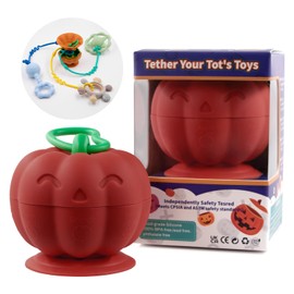 Suction Cup Toy - Cup Catcher Baby, Secure Teething Rings and Dummies for Highchair, Travel and Restaurant, Orange