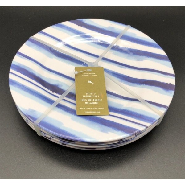 TOMMY BAHAMA MELAMINE Salad Plate 8.5" Blue Sky White Stripes
