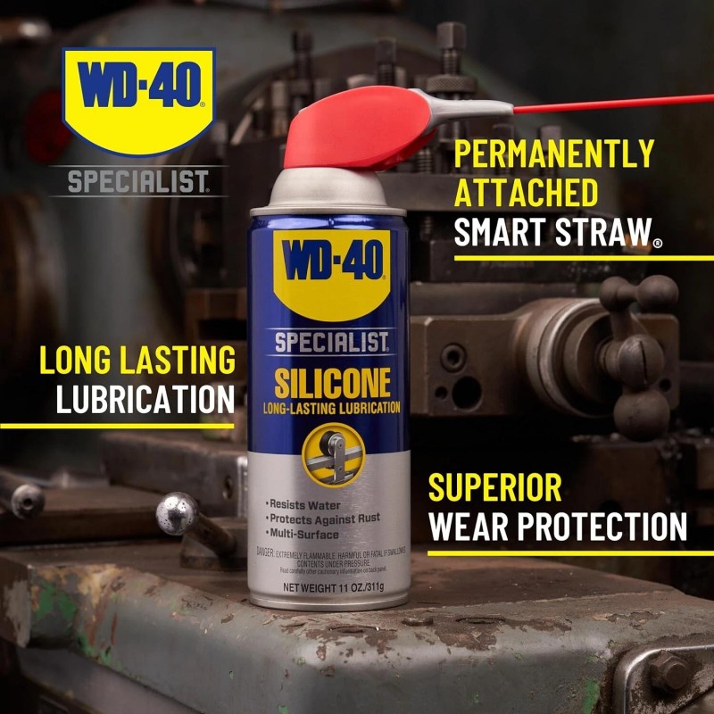 WD-40 Specialist Silicone Lubricant - 11oz, Dual Spray, SMART STRAW