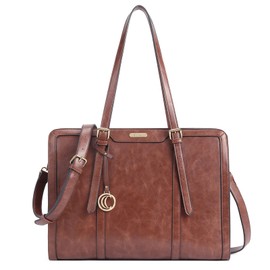 CLUCI Leather Briefcase for Women 15.6" Large Laptop Bag Computer Shoulder Bag Napa Pattern