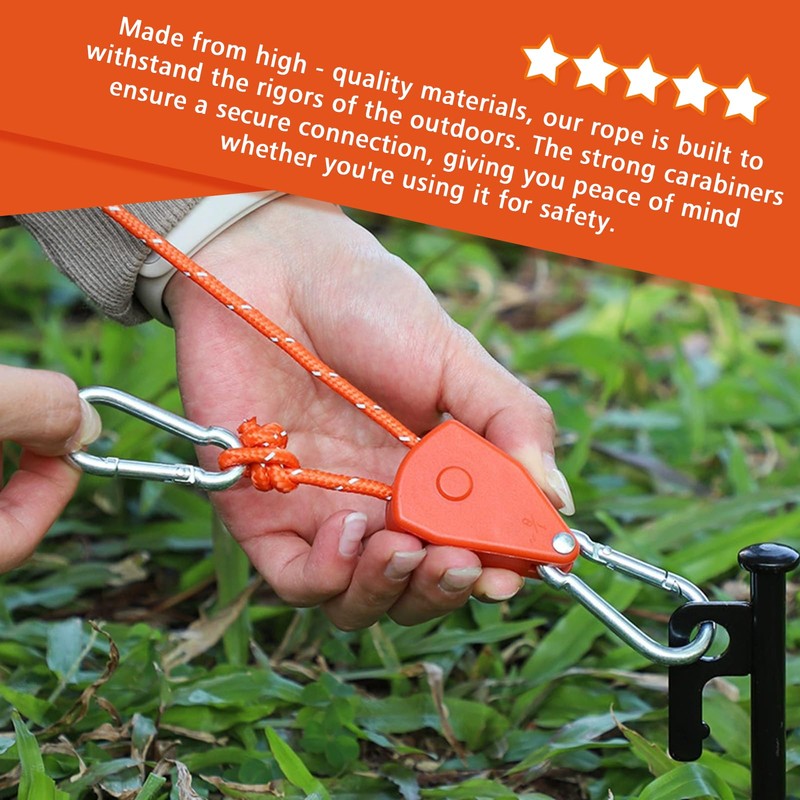 SDKZBFC 4mm Reflective Tent Guy Ropes with Pulley - 4PCS