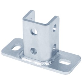 Strut Channel 9 Mounting Holes for 1-5/8” Strut, Heavy Duty Rectangle Fence Post Base Channel, Carbon Steel Electro-Galvanized Coating, 4 mm (0.16 in) Thick, 2.5 x 6 in Base, 1.3 lb/Unit (4 Pack)