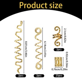 Hair Jewelry for Women Braids, 31 Pcs Gold Hair Charms for Braids Loc Hair Snake Hair Clips Dreadlock Beads Set for Festival Styling Accessories