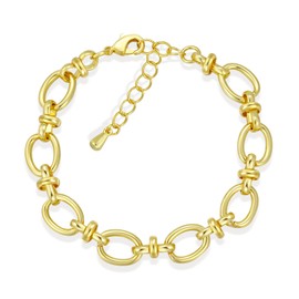 Mytys Two Tone Chain Link Bracelet Italian Designer Inspired Silver Gold Twisted Rope Statement Chunky Bracelets for Women Fashion Jewelry Gift (Gold 1)