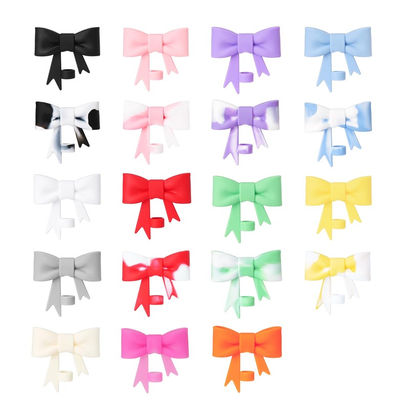 1pc 10mm Beige Bow Straw Cover Lovely Drinking Straw Tips
