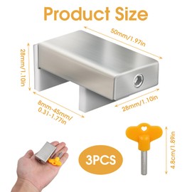 3 Pieces Door Frame Security Lock Security Set for Sliding Windows - Window Locks Stopper Stainless Steel with Key Window Lock for Home and Office
