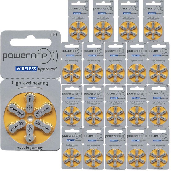 Power One Zinc Air Hearing Aid Batteries, (Yellow), P10, 240 Count