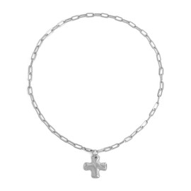 Chunky Cross Necklace for Women Trendy Gold Silver Layered Statement Cross Pendant Charm Necklace Vintage Paperclip Herringbone Snake Choker Chain Costume Jewelry Set Gift Non Tarnish, Large, Copper