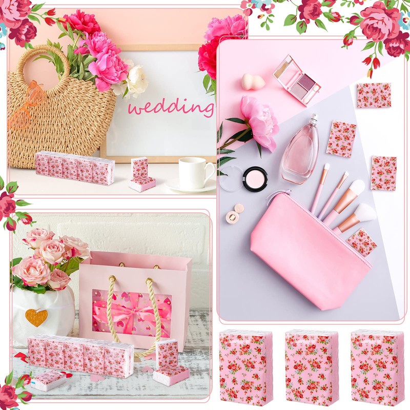100 Packs Tissue Packs Floral Travel Tissues Packs Pocket Facial