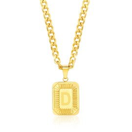 Gemsme Initial A-Z Letter Pendant Necklace Mens Womens Capital Letter 18K Yellow Gold Plated Stainless Steel Box Chain Personalizd Name Necklace for Women 22inch