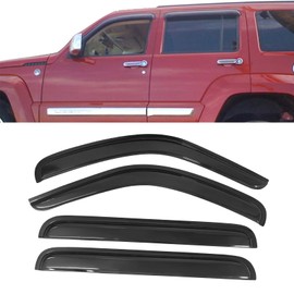 Window Visor Compatible with 2008-2014 Jeep Liberty 4Dr, Window Visor Smoke Slim Style Sun Guard 4PC by IKON MOTORSPORTS, 2009 2010 2011 2012 2013