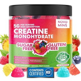 NSF Certified Creatine Gummy - Creatine Monohydrate Gummies 5000mg for Men & Women, Chewables Creatine Monohydrate for Muscle Strength, Muscle Builder, Energy Boost, Pre-Workout Supplement(120 Count)