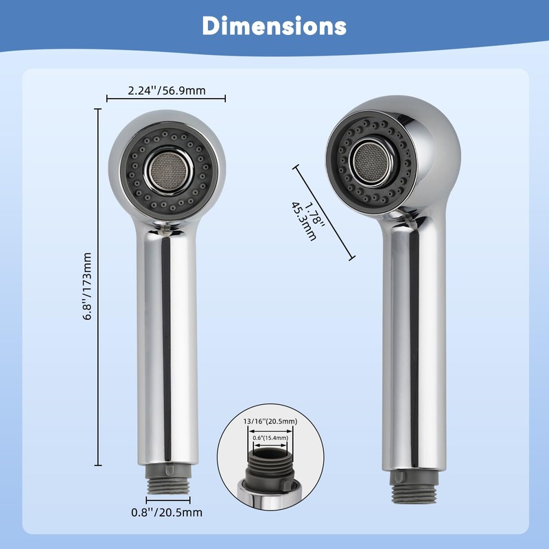 Hibbent Pull Out Sink Sprayer Head Replacement, 2 Function Kitchen