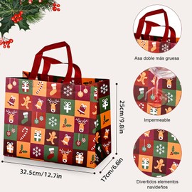 BTOOTB Paquete de 8 bolsas de regalo de Navidad, coloridas bolsas navideñas, bolsas navideñas no tejidas reutilizables para embalaje de regalos, suministros para fiestas navideñas (B)