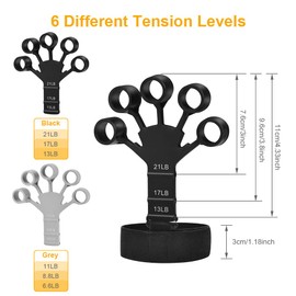 Vicloon Finger Strengthener,2pcs Finger Trainer,Hand Strengthener Finger Exerciser Stretcher,6.6-21Lbs Adjustable Finger Strengthener,Finger Exerciser & Hand Strengthener,Suitable for Sports,Climbing