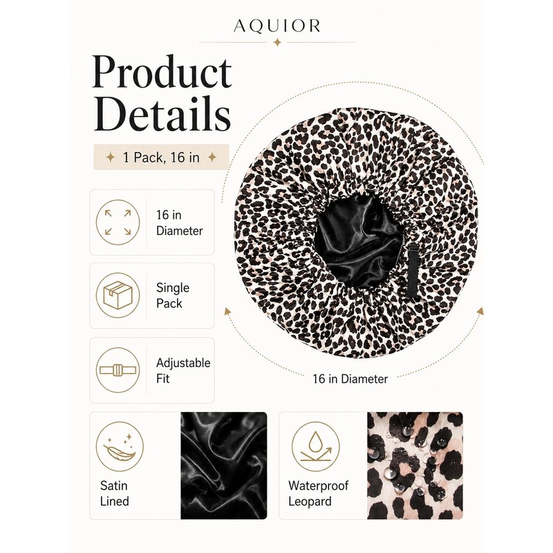 Shower Cap, Extra Adjustable Shower Caps for Women Double-Layer Waterproof