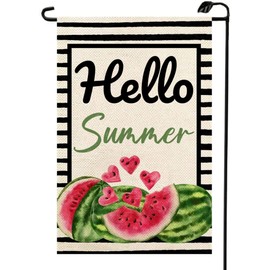 Summer Watermelon Garden Flag 12x18 Inch Double Sided Seasonal Hello Summer Black Stripes Fruit Holiday Small Flags Outside Decorations For Yard XJ41-green