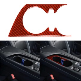 ​NVCNX Real Premium Carbon Fiber Compatible with Chevy Camaro 2016-2024 2017 2018 2019 2020 2021 2022 2023 Accessories Car Cup Holder Panel Frame Cover Sticker Decal Interior Center Console Trim Red