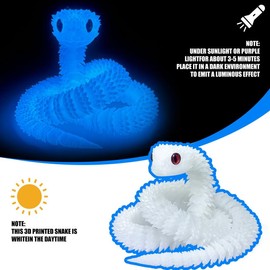 30 Inch 3D Printed Snake - Movable Articulated Snake, Perfect 3D Printed Animals for Educational Toys! Must-Have Toys for Kids and Collectors, Home Office Executive Desk Decor (Noctilucent Blue)