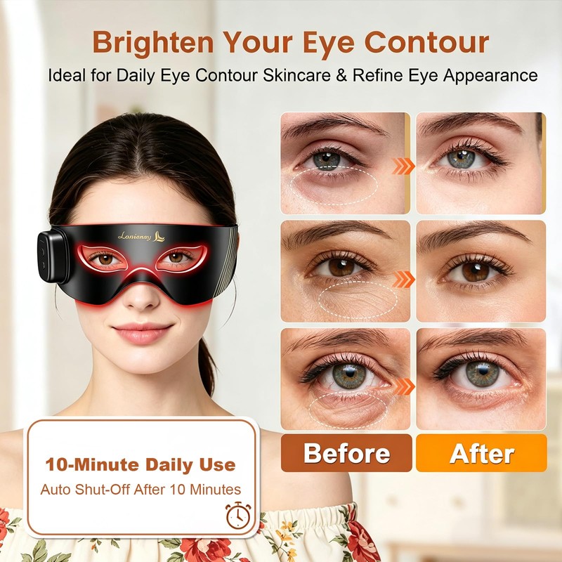 Cordless Red Light for Eyes, Under-Eye Mask, Eye Massager, Black