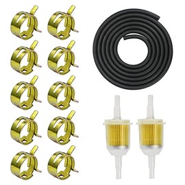 ETOPARS Motorcycle Fuel Filter Hose Kit Motorcycle Inline Fuel Filter, 2 Meter 6mm Fuel Line Tube, 2 Pcs Petrol Filter, 10 Pcs Spring Clips Kit Car Motorcycle Scooter ATV
