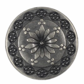 Bezelry 12 botones de vástago de metal con mandala de flores. 20 mm (gris plateado)