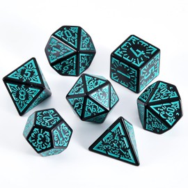 FLASHOWL Clock Dice DND Dice Stars and Moon Dice W20 Retro Dice D&D Dice Set with Polyhedral Role Playing Gaming Dice Dice D20 Dice Set Dungeons and Dragons Dice Green