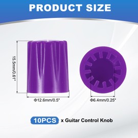 sourcing map 10pcs Purple Guitar Effect Pedal Knob, 5/8" Plastic Insert Electric Guitar Knobs for Amplifier Guitar Bass Volume Control