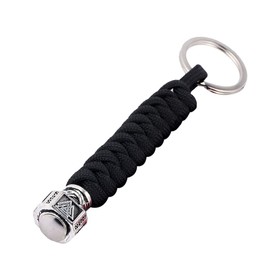 PLABBDPL Antique Viking Thor Mjolnir Pendant and Metal Ring Mountaineering Car Key Chain Vintage Style Men Leather Multicolor (Black)