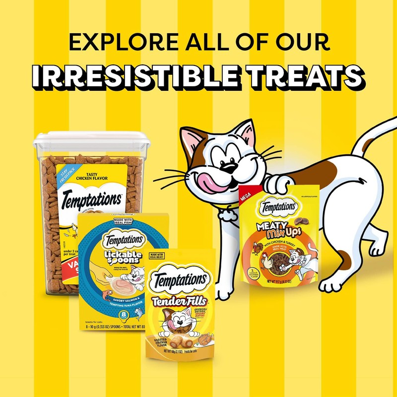 Temptations Lickable Spoons Adult Wet Cat Treats, 48 Spoons, Variety