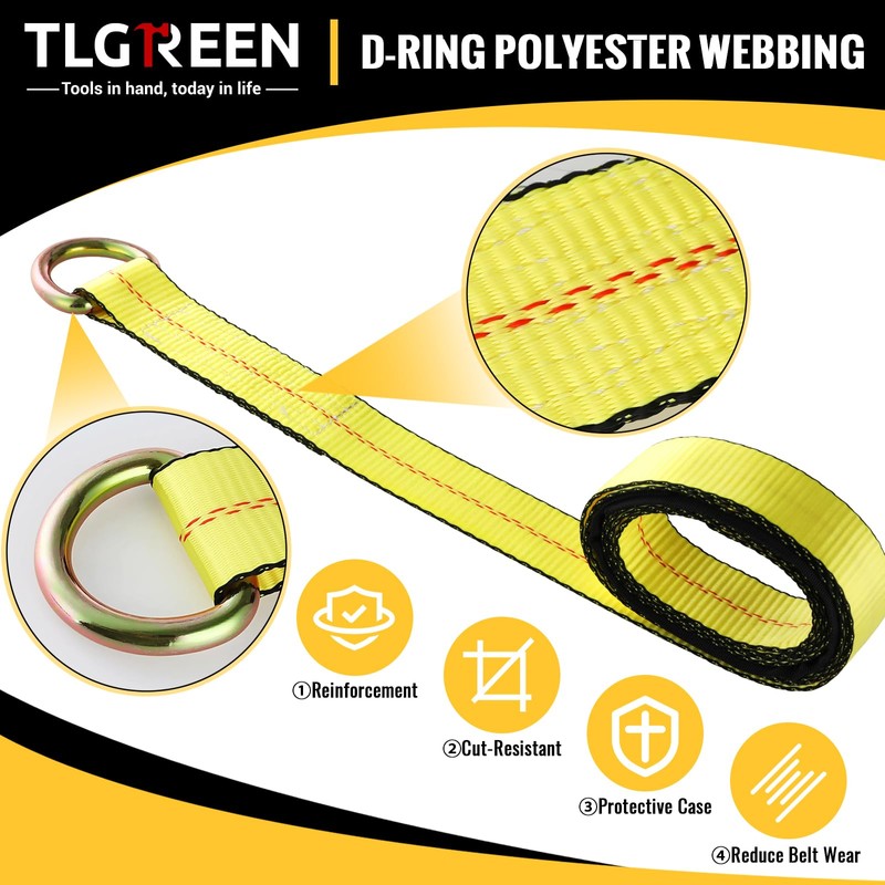 TLGREEN 4-Pack 2 in x 10 ft Car Tie-Down Straps,