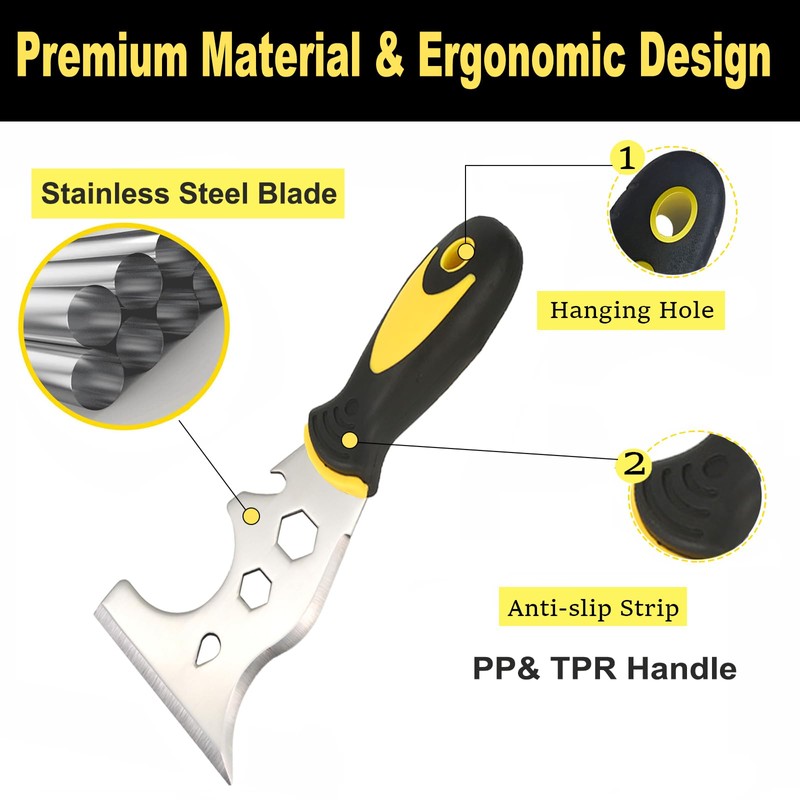 Scraper Tool, 13-in-1 Stainless Steel Painters Tool, Professional Multi Paint