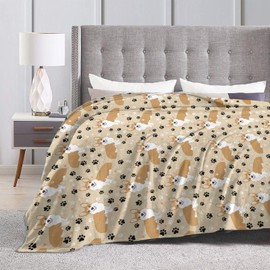 Corgi Throw Blanket Super Soft Warm Flannel Blankets for Bed Sofa Corgi Gifts for Corgi Lovers