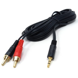 DRUT 5m 3.5mm to Twin RCA Stereo Aux Phono Audio Cable Mini Jack Lead Cord Y Splitter Headphone Cord RCA Y Splitter Adapter 16.5ft Black Gold Connectors