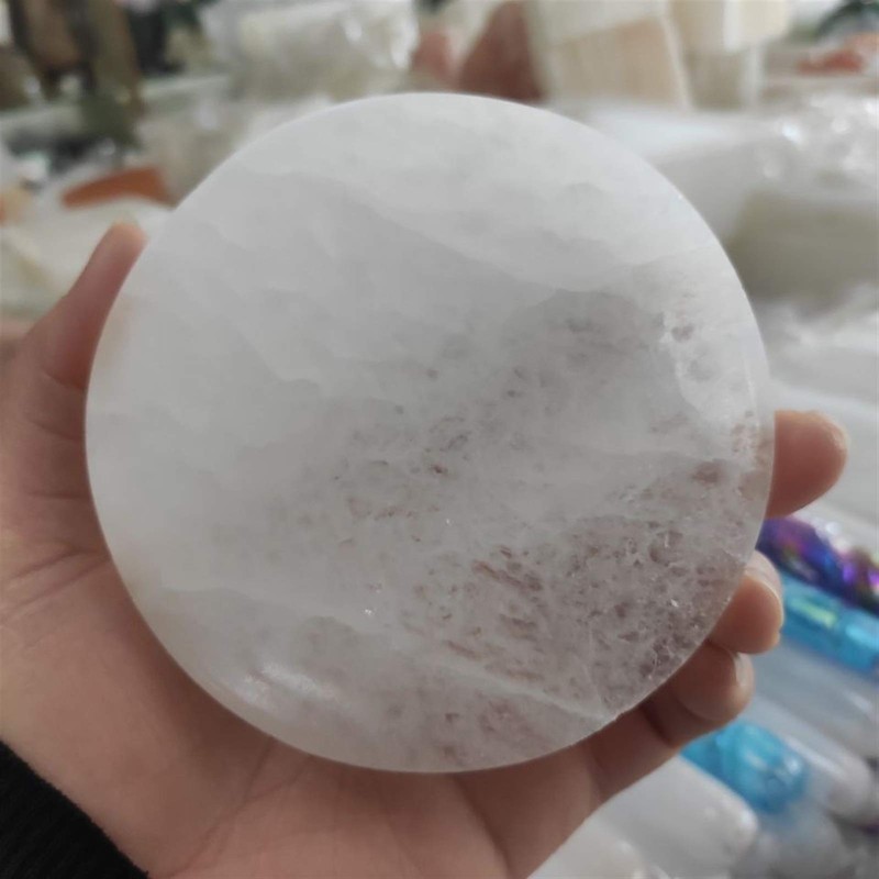 ACEACE 1 piece 8-10 cm natural selenite stone circle disc