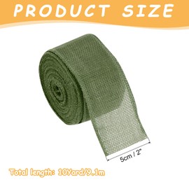 MECCANIXITY Burlap Ribbon Fabric Wired Edge Ribbons Olive Green 2 Inch x 10 Yard Wired Ribbon for Gift Wrapping, Bow, Wreath, Christmas Tree, Flower Bouquet