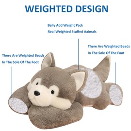 Hronsa Weighted Stuffed Animals, 29.5in 6.2lbs Weighted Husky Stuffed Animal Toy Cute Husky Plush Pillow for Adults Boys Girls