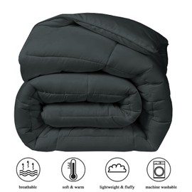 COHOME King 2100 Series Down Alternative Comforter - Quilted Duvet Insert with Corner Tabs All-Season - Soft Warm Luxury Hotel Comforter - Reversible - Machine Washable - Dark Grey