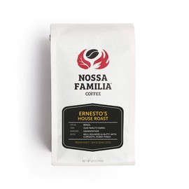 Nossa Familia Brazil Medium-Roast Pour Over Coffee- Fair Trade Ground Coffee Beans- Medium Roast with Low Bitterness- Roasted Whole Coffee Beans- Sourced from Small Peruvian Farm- Ernesto's House 12oz