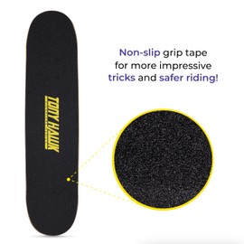 Tony Hawk 31 inch Skateboard, Tony Hawk Signature Series 1, 9-ply Maple Deck Skateboard for Cruising, Carving, Tricks and Downhill, Heavy Metal
